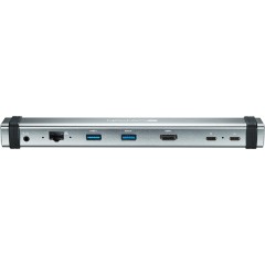 Canyon Multiport Docking Station with 7 ports: 2*Type C+1*HDMI+2*USB3.0+1*RJ45+1*audio 3.5mm, Input 100-240V, Output USB-C PD 5-20V/<wbr>3A&USB-A 5V/<wbr>1A, with type c to type c cabel 0.3m, Space gray, 226*33.7*24mm, 0.174kg