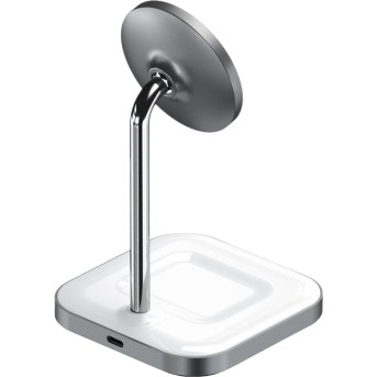 Беспроводное зарядное устройство-подставка Satechi Magnetic 2-in-1 Wireless Charging Stand. Материал алюминий. Цвет: серый космос. - Metoo (2)