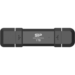 Silicon Power 1TB DS72 Dual USB-C/<wbr>USB 3.2 Gen 2, Portable External SSD, Steam Deck and iPhone 15 Pro, R/<wbr>W: up to 1050MB/<wbr>s; 850MB/<wbr>s, Black