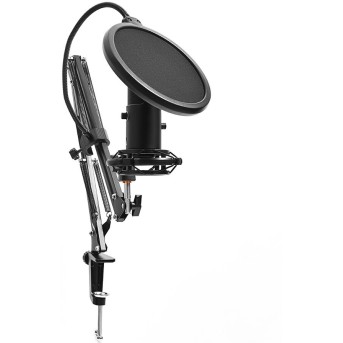 LORGAR Gaming Microphones, Black, USB condenser microphone with boom arm stand, pop filter, tripod stand. including 1* microphone, 1*Boom Arm Stand with C-clamp, 1*shock mount, 1*pop filter, 1*windscreen cap, 1*2.5m type-C USB cable, 1* Extra tripod - Metoo (2)