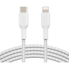 BELKIN Lightning to USB-C Cable Braided, 2M, White..