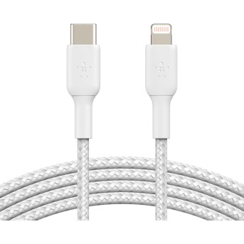 BELKIN Lightning to USB-C Cable Braided, 2M, White в Metoo.kz - Metoo (1)