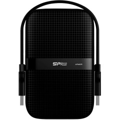 Silicon Power Armor - A60 2TB Portable HDD USB 3.2 Gen1 Black, Shockproof MIL-STD 810G Method 516.6 Procedure IV, Water-resistant IPX4, LED light