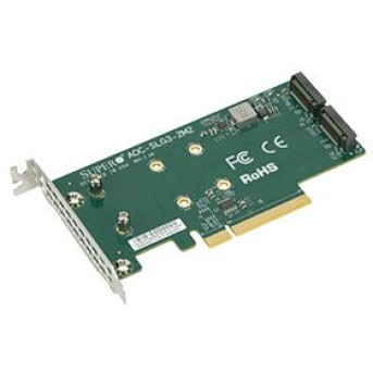 Адаптер Supermicro Low Profile, Dual NVMe M.2 SSD PCIe add-on card - Metoo (1)