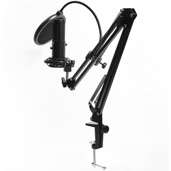 LORGAR Gaming Microphones, Black, USB condenser microphone with boom arm stand, pop filter, tripod stand. including 1* microphone, 1*Boom Arm Stand with C-clamp, 1*shock mount, 1*pop filter, 1*windscreen cap, 1*2.5m type-C USB cable, 1* Extra tripod - Metoo (4)