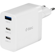 ttec SmartCharger 65W PD/GAN USB-C Travel Charger, White