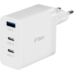 ttec SmartCharger 65W PD/<wbr>GAN USB-C Travel Charger, White
