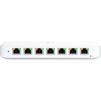 Ubiquiti USW-Ultra-210W-EU compact, Layer 2, 8-port GbE PoE switch with versatile mounting options, 7x GbE PoE+ output ports, GbE port with optional PoE++ input, 202W PoE availability with the included AC power adapter в Metoo.kz - Metoo (1)