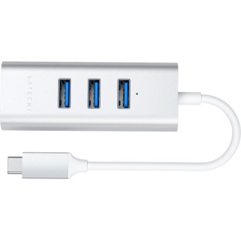 SATECHI Type-C 2-in-1 USB 3.0 Aluminum 3 Port Hub and Ethernet Port Silver - Metoo (4)