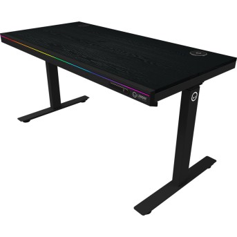 Dual-motor sit/stand adjustable-height gaming desk with wireless charger, RGB lighting, control panel, and USB ports, PB melamine surface tabletop, black. в Metoo.kz - Metoo (2)