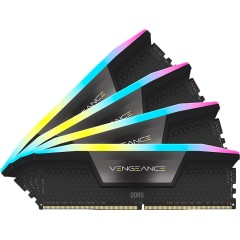 Corsair DDR5, 6200MT/<wbr>s 64GB 4x16GB DIMM, Unbuffered, 32-38-38-80, Std PMIC, XMP 3.0, VENGEANCE RGB DDR5 Black Heatspreader, RGB LED, 1.4V, EAN:0840006665427