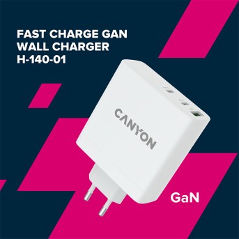 CANYON H-140-01, Wall charger with 1USB-A, 2 USB-C. Input:100-240V~50/<wbr>60Hz, 2.0A Max. USB-A Output: 5V /9V /12V/<wbr>20V /28V Max Output Current:5.0A max - Metoo (7)