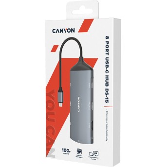 CANYON hub DS-15 8in1 4k USB-C Dark Grey - Metoo (2)