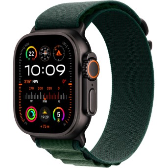 Apple Watch Ultra 2 2024 GPS + Cellular 49mm Black Titanium Case with Dark Green Alpine Loop - Small,Model A2986 - Metoo (5)
