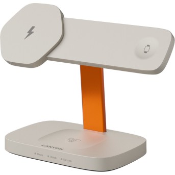 CANYON Wireless Charging Station Hexagon 310 3in1 LightGrey/<wbr>Orange - Metoo (2)