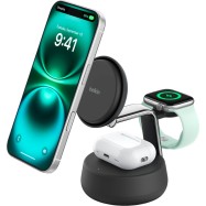 BELKIN 25w QI2 3-IN-1 Wireless Charging Stand, Black..