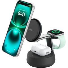 BELKIN 25w QI2 3-IN-1 Wireless Charging Stand, Black..