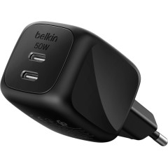 BELKIN 50w Dual USB-C PD wall Charger with PPS, Black..