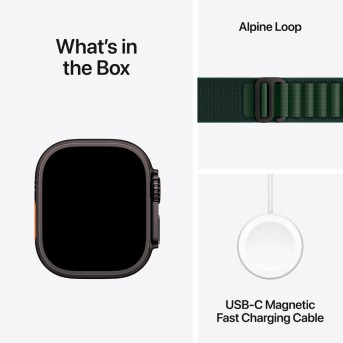 Apple Watch Ultra 2 2024 GPS + Cellular 49mm Black Titanium Case with Dark Green Alpine Loop - Small,Model A2986 - Metoo (13)
