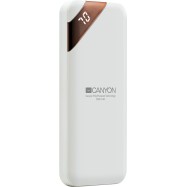 CANYON Power bank 5000mAh Li-poly battery, Input 5V/2A, Output 5V/2.1A, with Smart IC and power display, White, USB cable length 0.25m, 115*50*12mm, 0.120Kg