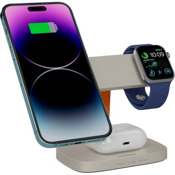 CANYON Wireless Charging Station Hexagon 310 3in1 LightGrey/<wbr>Orange - Metoo (7)