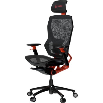 LORGAR Grace 855, Gaming chair, Mesh material, aluminium frame, multiblock mechanism, 3D armrests, 5 Star aluminium base, Class-4 gas lift, 60mm PU casters, Red + black - Metoo (2)