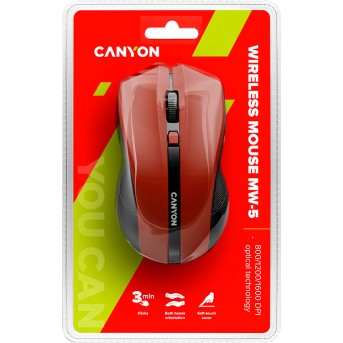 CANYON mouse MW-5 Wireless Red - Metoo (5)
