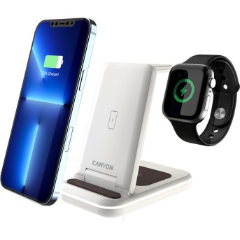 CANYON wireless charger WS-304 15W 3in1 Cosmic Latte в Metoo.kz - Metoo (7)