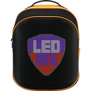 LEDme backpack, animated backpack with LED display, Nylon+TPU material, Dimensions 42*31.5*20cm, LED display 64*64 pixels, orange