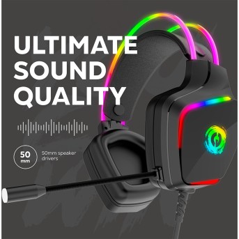 CANYON Darkless GH-9A, RGB gaming headset with Microphone, Microphone frequency response: 20HZ~20KHZ, ABS+ PU leather, USB*1*3.5MM jack plug, 2.0M PVC cable, weight:280g, black - Metoo (7)