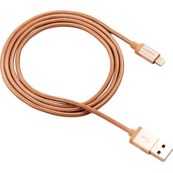 Charge & Sync MFI braided cable with metalic shell, USB to lightning, certified by Apple, 1m, 0.28mm, Gold - Metoo (1)