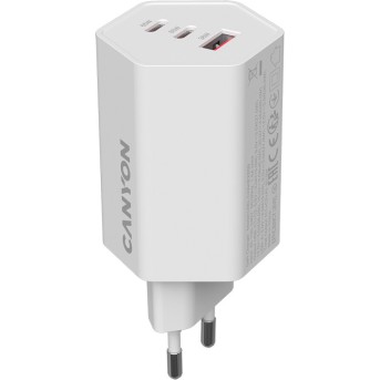 CANYON charger HEXAGON 65 GaN 65W 2xPD 1xQC EU White в Metoo.kz - Metoo (1)