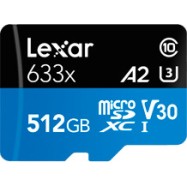 LEXAR 512GB High-Performance 633x microSDXC UHS-I, up to 100MB/s read 70MB/s write C10 A2 V30 U3, Global