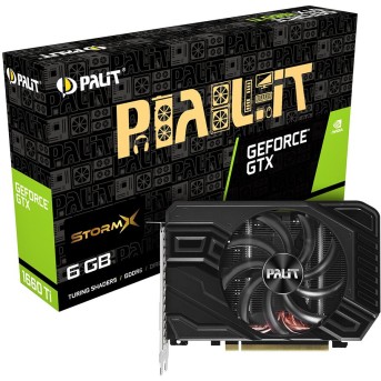 PALIT Video Card NVIDIA GeForce GTX 1660 Ti StormX, 6GB 192bit GDDR6, 1770 / 6000, PCI-E 3, DP, HDMI, DVI, Single Fan, 2 slot - Metoo (1)
