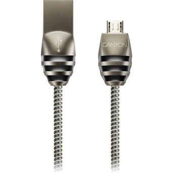 CANYON Micro USB 2.0 standard cable, Power & Data output, 5V 2A, OD 3.5mm, metallic Jacket, 1m, gun color, 0.04kg - Metoo (1)