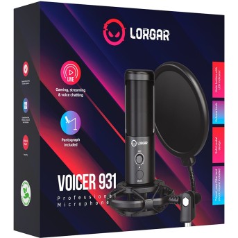 LORGAR Gaming Microphones, Black, USB condenser microphone with boom arm stand, pop filter, tripod stand. including 1* microphone, 1*Boom Arm Stand with C-clamp, 1*shock mount, 1*pop filter, 1*windscreen cap, 1*2.5m type-C USB cable, 1* Extra tripod - Metoo (7)
