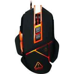 CANYON Optical gaming mouse, adjustable DPI setting 800/<wbr>1600/<wbr>2400/<wbr>3200/<wbr>4800/<wbr>6400, LED backlight, moveable weight slot and retractable top cover for comfortable usage, Black rubber, cable length 1.70m, 137*90*42mm, 0.154kg(replacement)