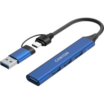 CANYON hub DS-02 4in1 USB-A/C Blue в Metoo.kz - Metoo (3)