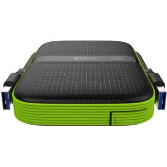 Silicon Power Armor - A60 2TB Portable HDD USB 3.2 Gen1 Black/Green, Shockproof MIL-STD 810G Method 516.6 Procedure IV, Water-resistant IPX4, LED light в Metoo.kz - Metoo (3)