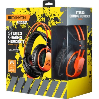 CANYON Gaming headset 3.5mm jack plus USB connector for vibration function, light control button, adjustable microphone and volume control, with 2in1 3.5mm adapter, cable 2M, Black, 0.44kg - Metoo (2)
