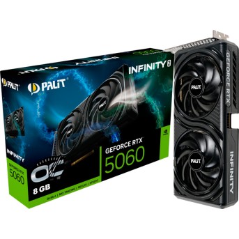PALIT GeForce RTX 5060 Infinity 2 OC GDDR7 128 bit, 1x HDMI 2.1b, 3x DP 2.1b, 2 Fan, 1x 8-pin pwr connector, 550W, 262.1 x 126.3 x 40.1 mm, NE75060V19P1-GB2063L BULK в Metoo.kz - Metoo (1)