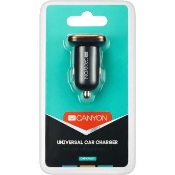 CANYON Universal 1xUSB car adapter, Input 12V-24V, Output 5V-1A, black rubber coating with orange electroplated ring(without LED backlighting), 51.8*31.2*26.2mm, 0.016kg - Metoo (3)