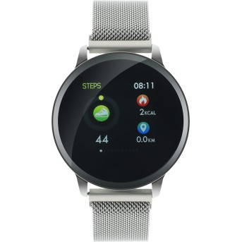Smart watch, 1.22inch colorful LCD, 2 straps, metal strap and silicon strap, metal case, IP68 waterproof, multisport mode, camera remote, music control, 150mAh, compatibility with iOS and android, Silver, host: 42*48*12mm, belt: 222*18mm, 52.3g - Metoo (1)