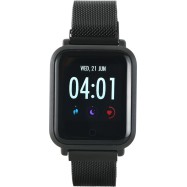 Smart watch, 1.22inch colorful LCD, 2 straps, metal strap and silicon strap, metal case, IP68 waterproof, multisport mode, camera remote, music control, 150mAh, compatibility with iOS and android, Black, host: 42*35*11.4mm, belt: 222*18mm, 56.8g