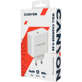 CANYON H-65, GAN 65W charger Input: 100V-240V Output: 5.0V3.0A /9.0V3.0A /12.0V-3.0A/ 15.0V-3.0A /20.0V3.25A , Eu plug, Over- Voltage , over-heated, over-current and short circuit protection Compliant with CE RoHs,ERP. Size: 53*53*29mm, 110g, Whit - Metoo (4)