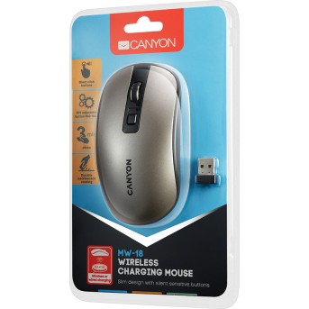 2.4GHz Wireless Rechargeable Mouse with Pixart sensor, 4keys, Silent switch for right/<wbr>left keys,DPI: 800/<wbr>1200/<wbr>1600, Max. usage 50 hours for one time full charged, 300mAh Li-poly battery, Dark grey, cable length 0.6m, 116.4*63.3*32.3mm, 0.075kg - Metoo (5)
