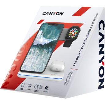 CANYON wireless charger WS-303 15W 3in1 White в Metoo.kz - Metoo (7)