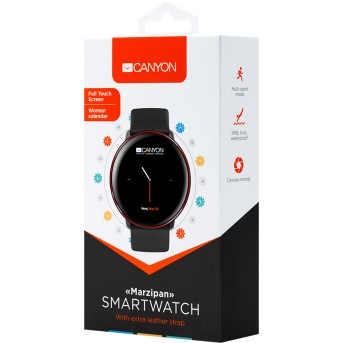 Smart watch, 1.22inches IPS full touch screen, aluminium+plastic body,IP68 waterproof, multi-sport mode with swimming mode, compatibility with iOS and android,black-red body with extra black leather belt, Host: 41.5x11.6mm, Strap: 240x20mm, 20.8g - Metoo (3)