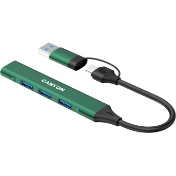 CANYON hub DS-02 4in1 USB-A/C Green в Metoo.kz - Metoo (5)