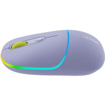 CANYON MW-22, 2 in 1 Wireless optical mouse with 4 buttons,Silent switch for right/<wbr>left keys,DPI 800/<wbr>1200/<wbr>1600, 2 mode(BT/ 2.4GHz), 650mAh Li-poly battery,RGB backlight,Mountain lavender, cable length 0.8m, 110*62*34.2mm, 0.085kg - Metoo (4)
